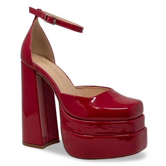 Platform Chunky Heels for Women, with Block Heel and Ankle Strap Design - Picture 3 of 4